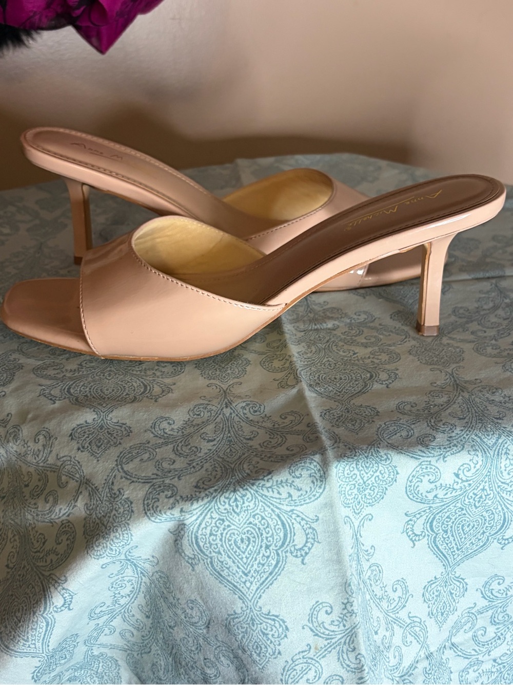 Anne Michelle Beige Slip-On Square Toe Mules - Picture 7 of 7